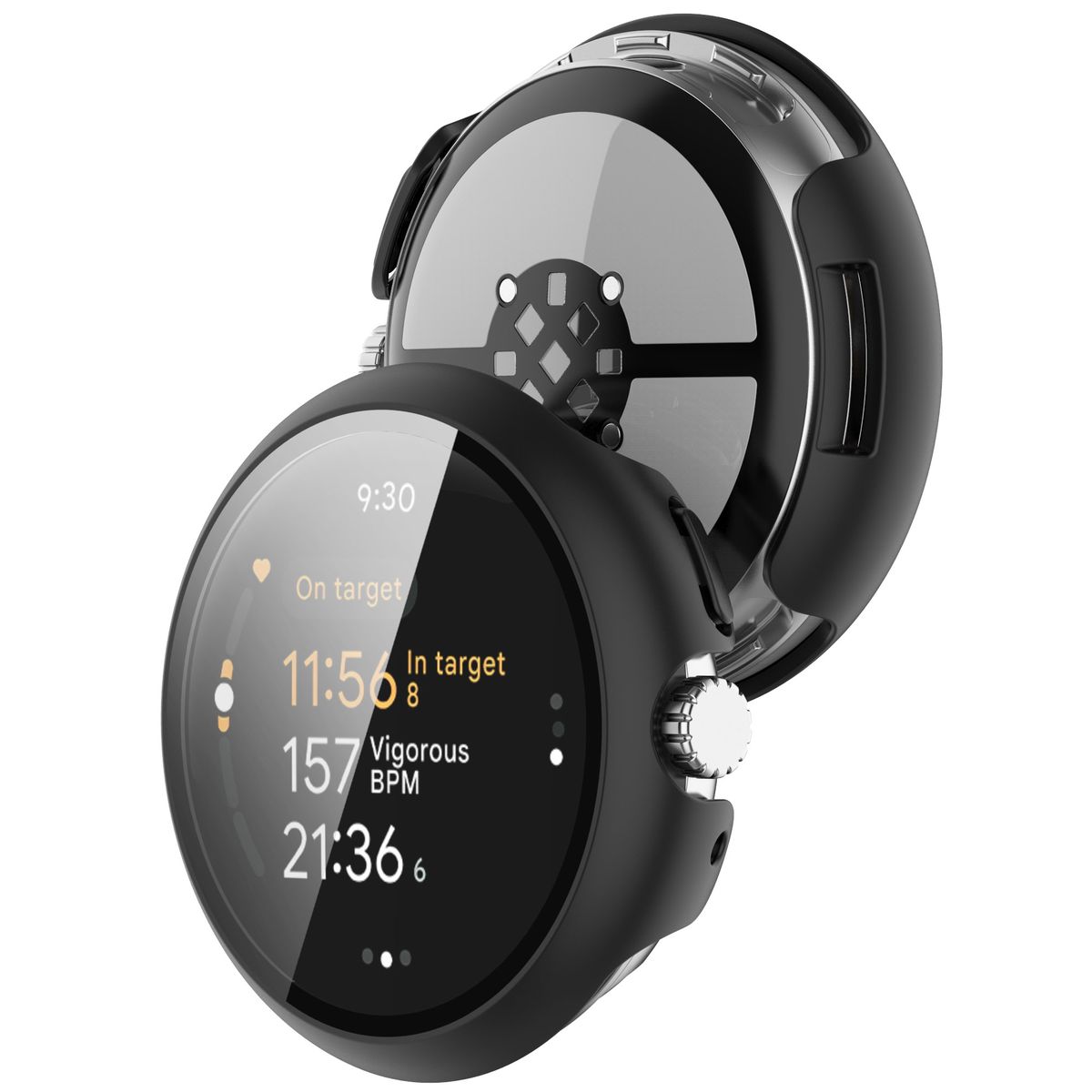 Etui ze szkłem do zegarka Bizon Case Watch Adamo do Google Pixel Watch 3 45mm, czarne